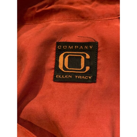 VTG Ellen Tracy Silk Blouse Size 6 Orange Long Sleeve - Picture 3 of 9